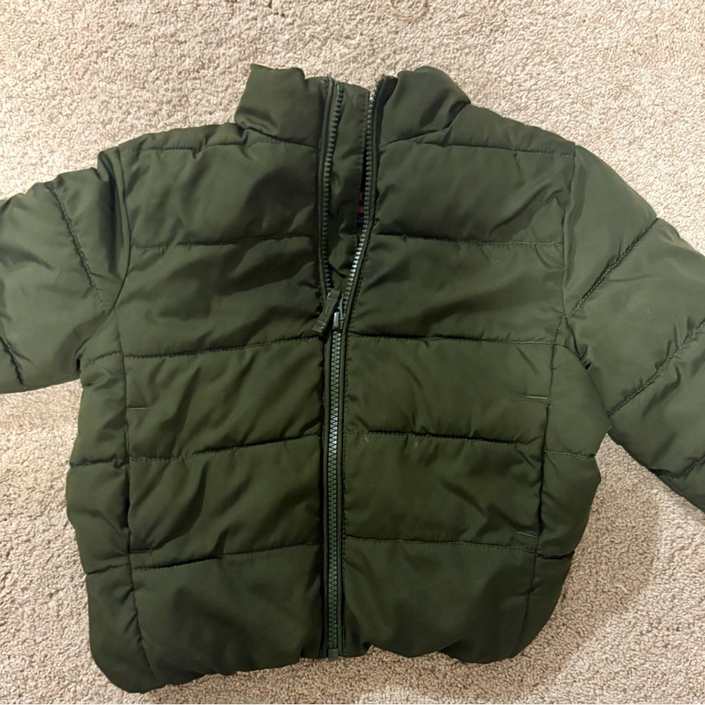 Place Olive Puffer Jacket for Kids